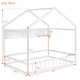 preview thumbnail 13 of 36, Wooden House Bed with Storage Shelf, Kids Bed with Fence & Roof