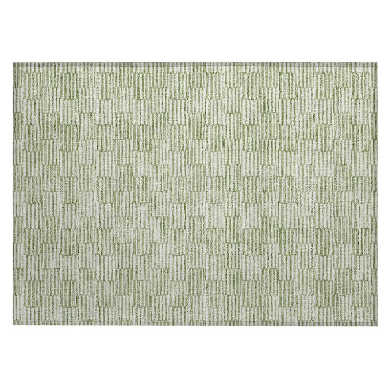 Machine Washable Indoor/ Outdoor Chantille Stripe Blocks Rug