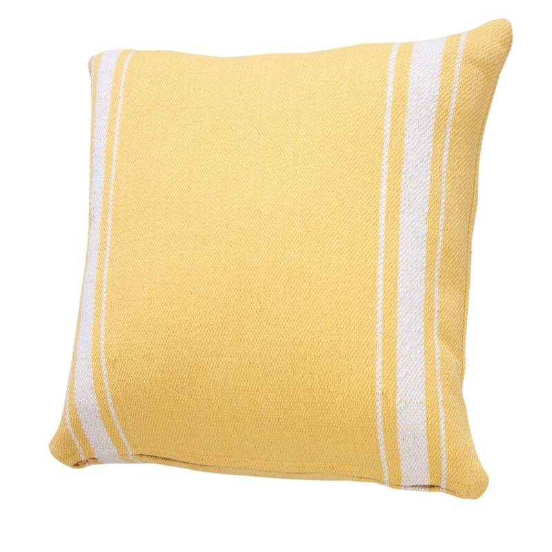 Handwoven Geometric Striped Cotton Throw Pillow Cover - 20" - Yellow and White