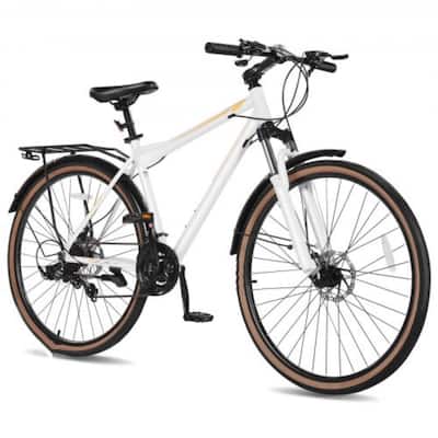 Hybrid Bike with Adjustable Stem, Shimano 24-Speed, Dual Brakes - 72.44x25.20x(36.22-40.09) inch
