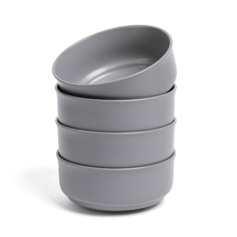over&back Rimmed 26oz Semi-Matte Stoneware Cereal Bowls - Charcoal