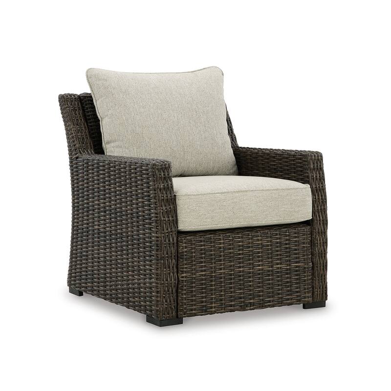 Signature Design by Ashley Brook Ranch Brown Outdoor Lounge Chair with Cushion - 30.63" W x 34.5" D x 38.38" H