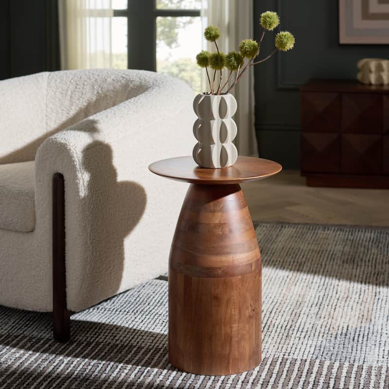 SAFAVIEH Home Karu Accent Table - 14"W x 14"D x 20"H - Walnut