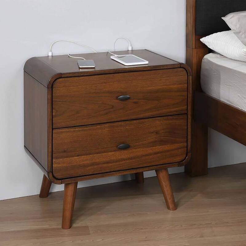 Dark Walnut 2-drawer Nightstand，Suitable for bedrooms,living rooms,apartments - Walnut - 2-drawer