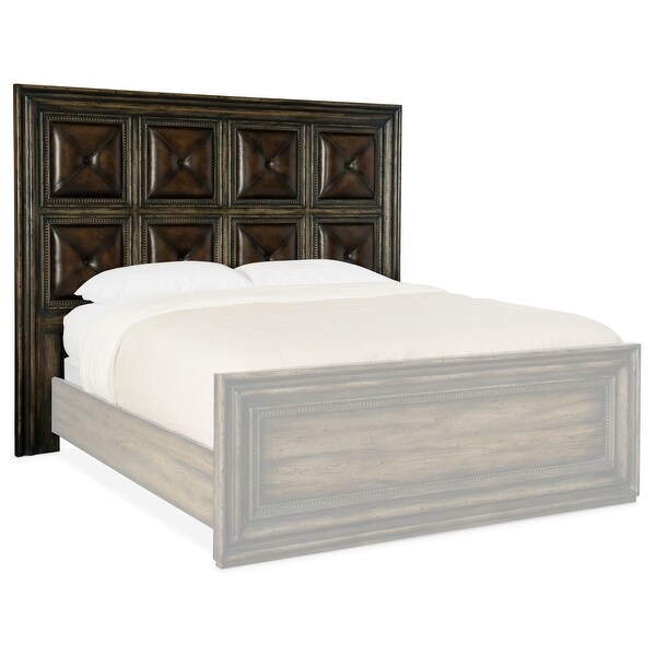 Hooker Furniture 1654-90267-1 Crafted King Oak and Poplar Headboard with Tufted Leather Upholstery from the American Life