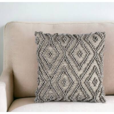 20" Natural And Gray Cotton Throw Pillow