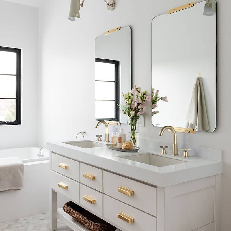8.2"H Solid Brass Widespread 2-handle Bathroom Sink Faucet