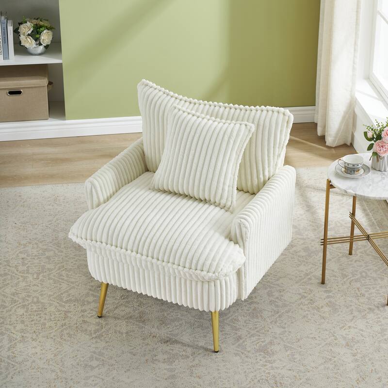 30.31 Inch Single Chair Fashion Sofa, Green Sofa, Coarse Corduroy Fabric, Soft And Comfortable