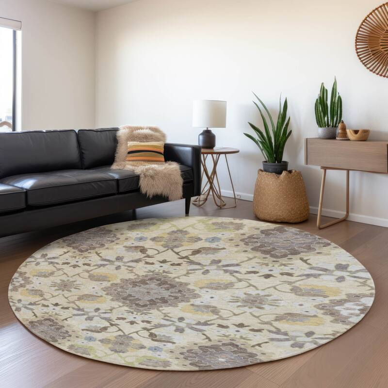 Premium Washable Super Soft Traditional Grace Mayfield Rug - Ivory - 8' x 8'