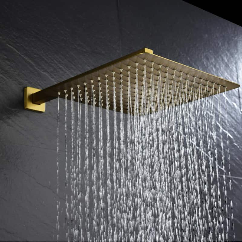 Bathroom Luxury High Pressure Waterfall Rain Shower Head - 10" - Brushed Gold