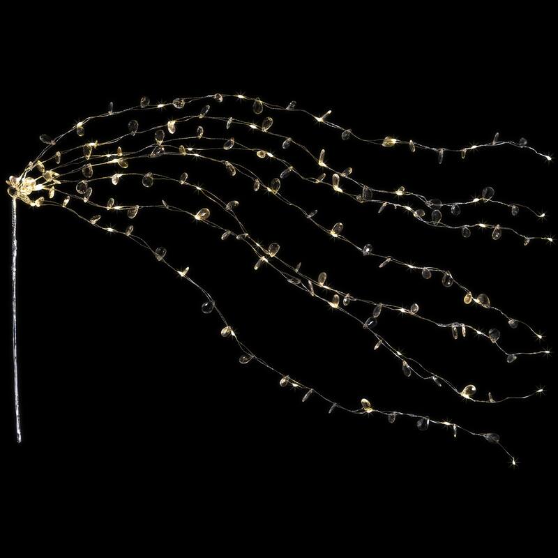 LED Lighted Willow Branch Christmas Spray - 40" - Silver - Warm White