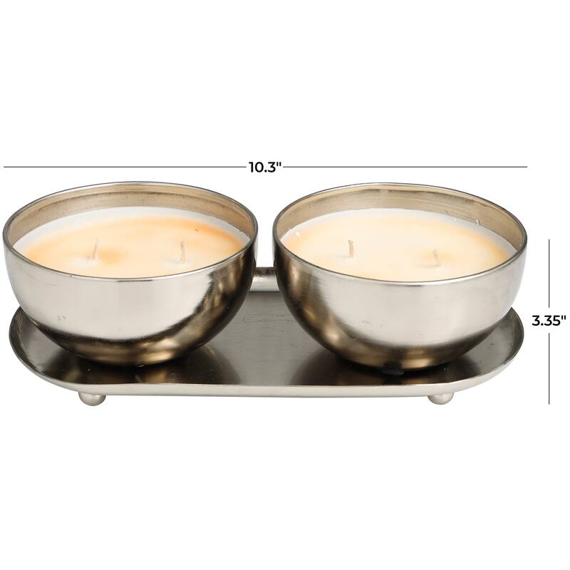 Gold or Silver or Copper Metal Scented 12 oz 2 Wick Candle with White Wax (Set of 2)