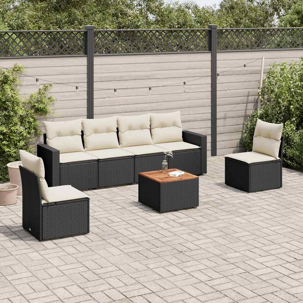 vidaXL Garden Sofa Set Black, Cream White - 24.4 x 25.8 x 27.2