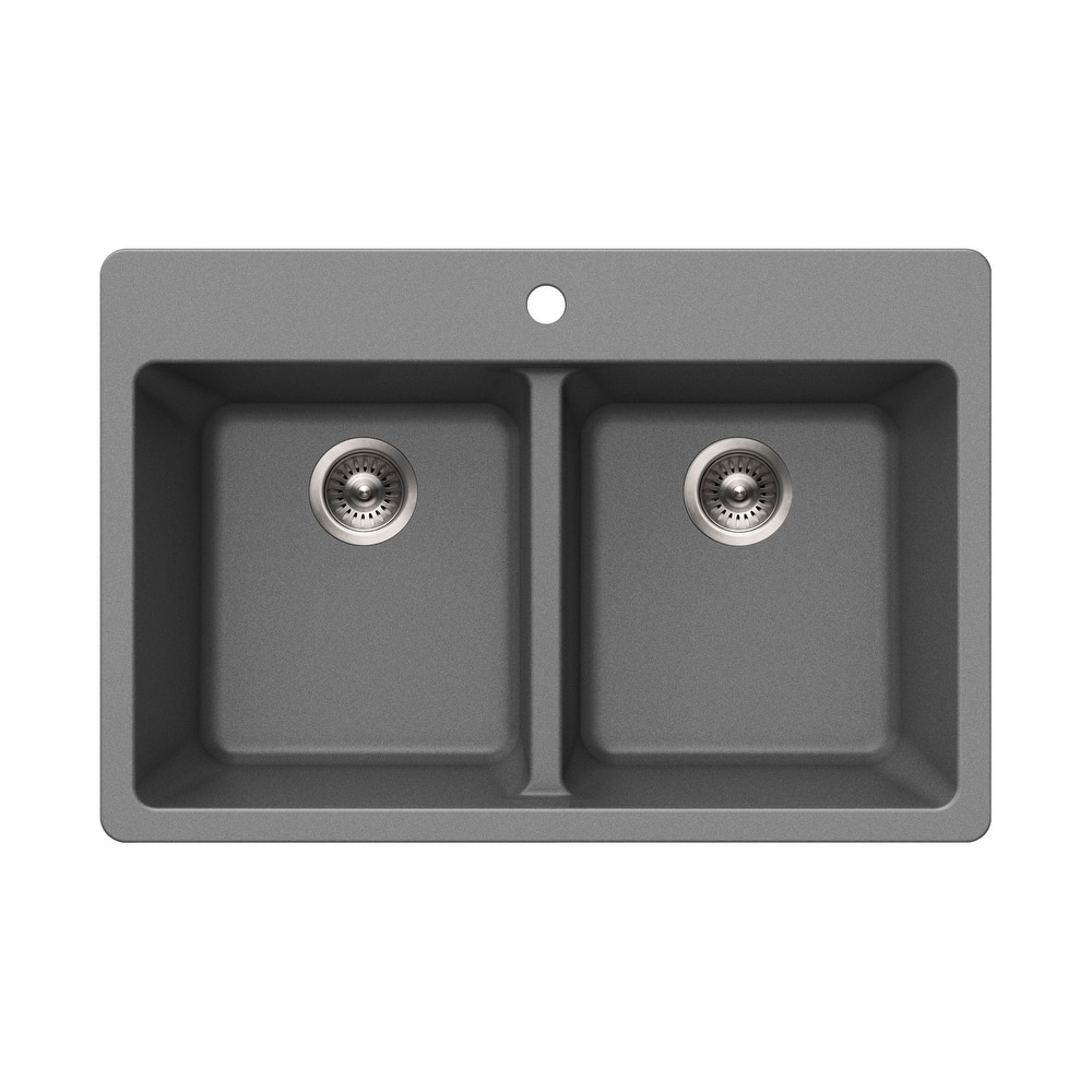 Houzer M-300 Quartztone 33" Drop In Double Basin Granite Composite