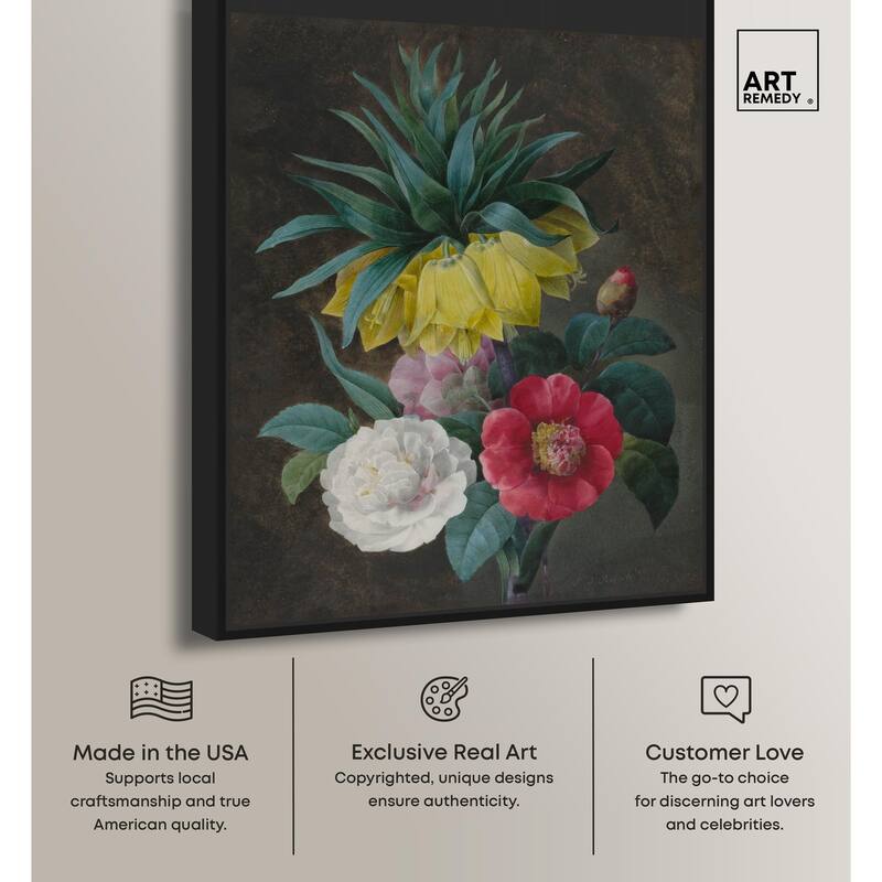 Four Peonies and a Crown Canvas by Art Remedy