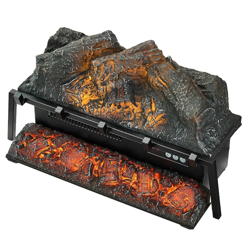 1500W Electric Log Heater with Timer and Remote Adjustable Brightness - 23-Inches