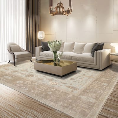Multi Size Hand Knotted Sage Oushak Wool Area Rug Stone Wash Oriental