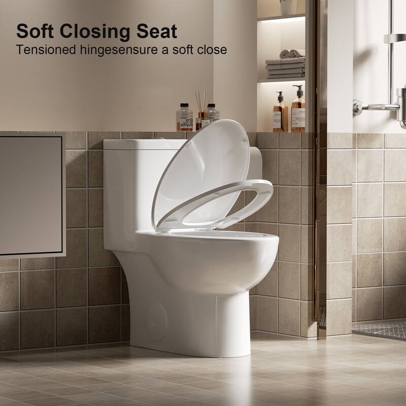 1.1/1.6 GPF Tornado Flush One-Piece Toilet with Comfort Chair Seat ADA Height 17",Powerful & Quiet Dual Flush Modern Toilet