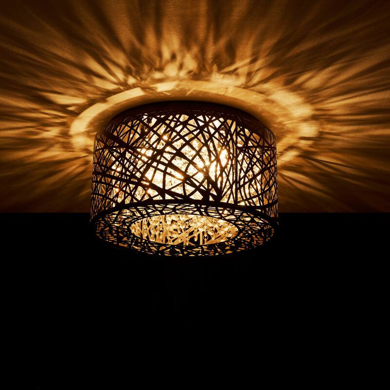 CO-Z 16-Inch Drum Flush Mount Crystal Chandelier