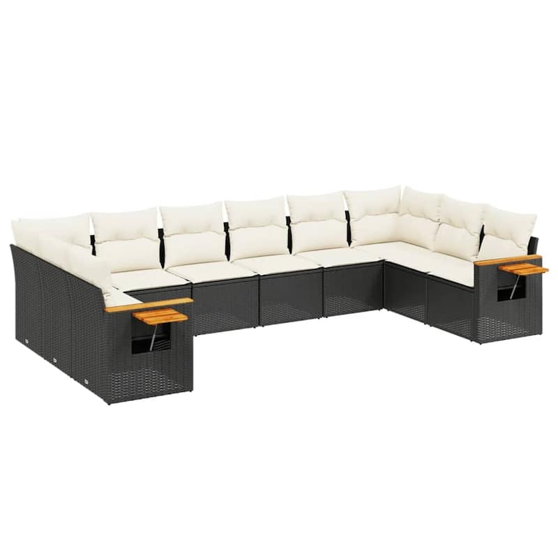 vidaXL Patio Sofa Set with Cushions Outdoor Conversation Furniture Poly Rattan