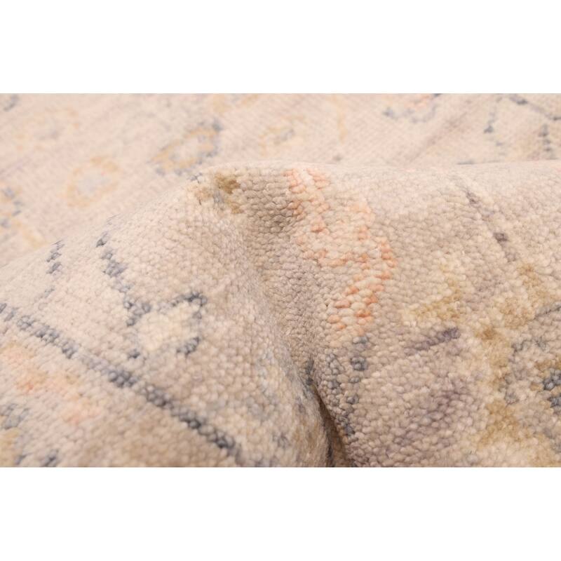 ECARPETGALLERY Hand-knotted Modern Oushak Light Grey Wool Rug - 2'5 x 8'1