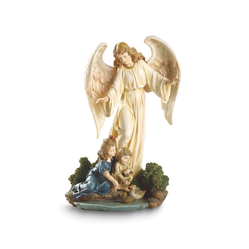 Curata Guardian Angel with Children Stone Resin Figurine
