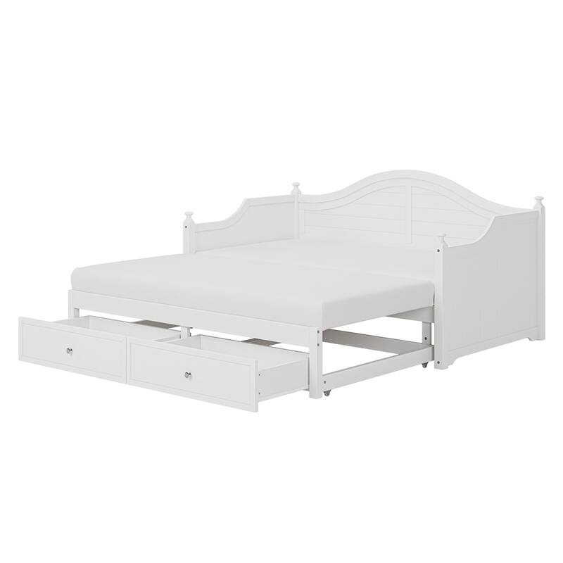 Twin Size Wood Daybed Extended Bed with Storage Drawers