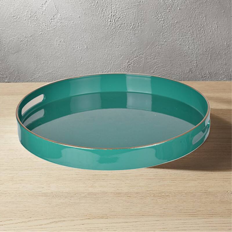 Mimosa Round Tray With Cutout Handles, Green