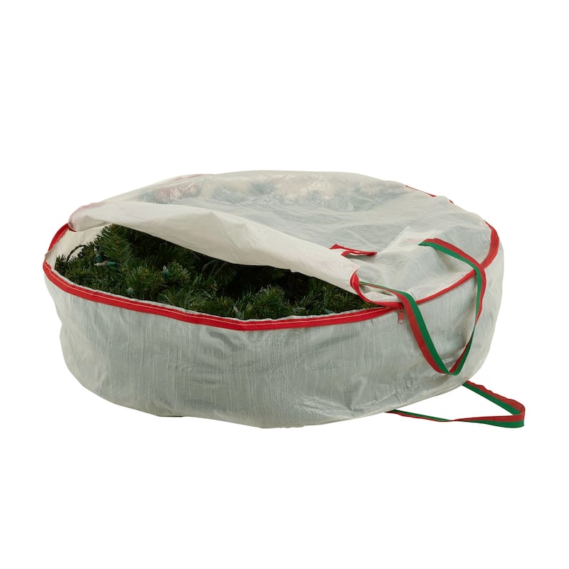 Household Essentials Christmas Wreath Storage Bag with Handles and Reusable Label
