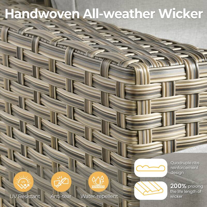 HOOOWOOO 8-piece Outdoor Sofa Patio Wicker Furniture Sectional Set with Coffee Table