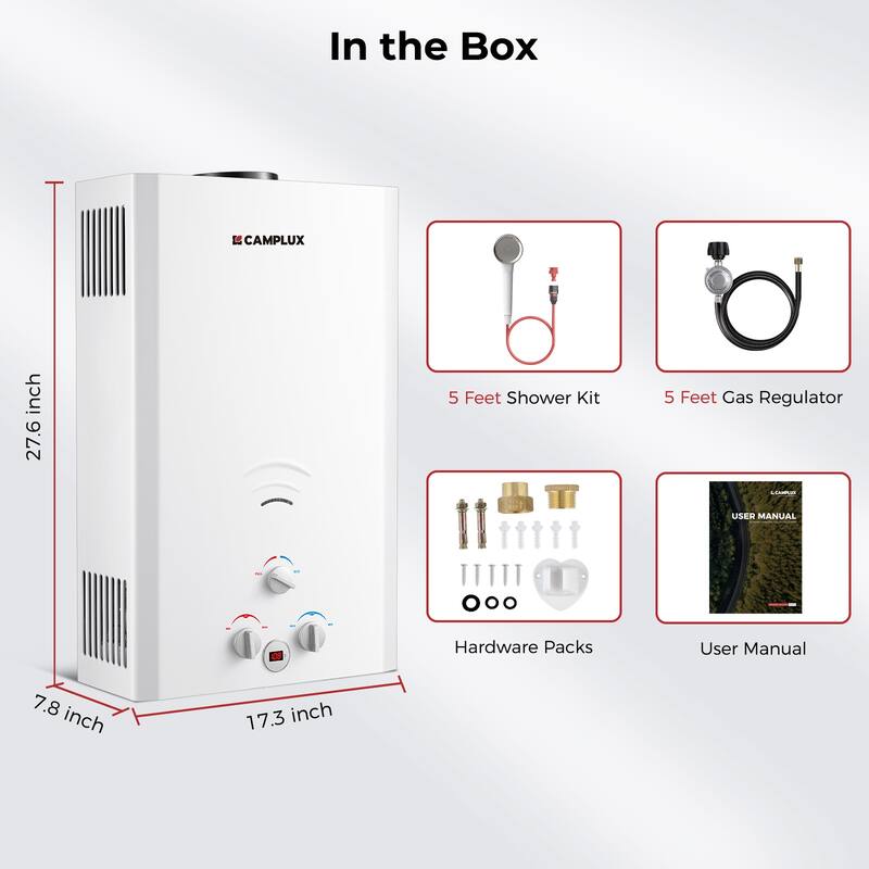 CAMPLUX 5.28 GPM Propane Gas Water Heater with Digital Display