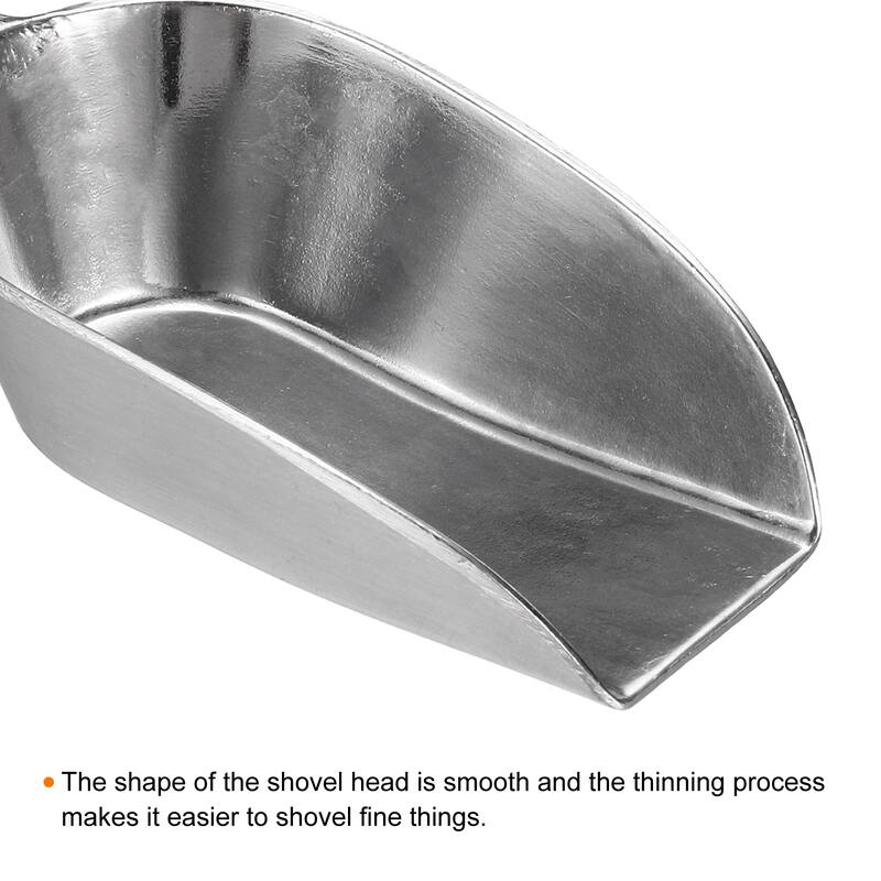 2Pcs Ice Scoops Aluminum 5.12" Small Ice Maker Flour Cereal Sugar Utility Shovel - Silver Tone