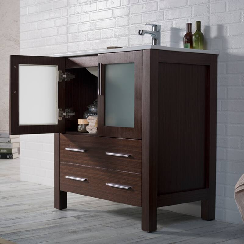 Blossom Solid Wood Double Bathroom Vanity w/ Ceramic Sink & Base