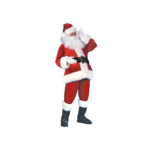 Fun World Christmas Santa Suit Red White Velvet 1 pk On Sale