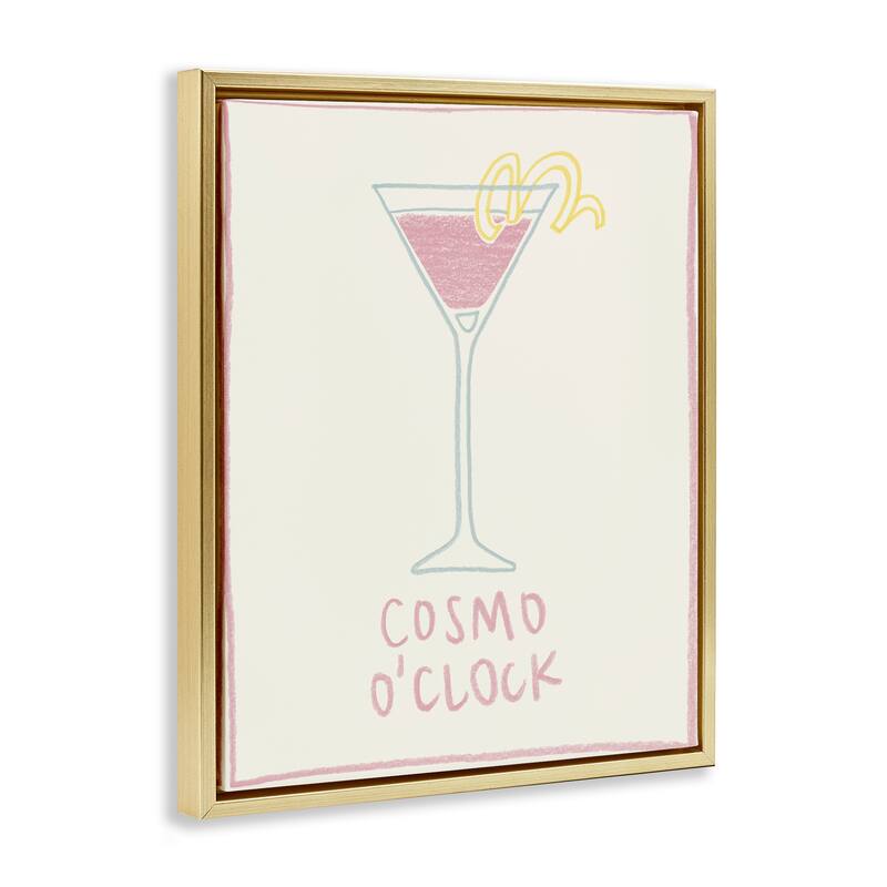 Stupell Minimal Cosmo O'Clock Framed Floater Canvas Wall Art Design By Grace Popp