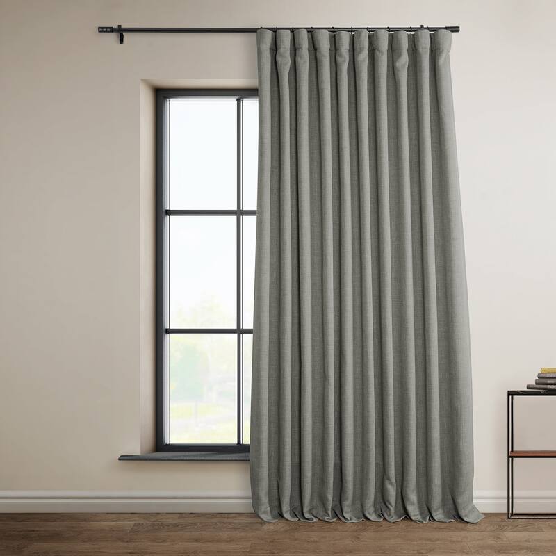 Exclusive Fabrics Faux Linen Extra Wide Room Darkening Curtain Panel - 100 X 96 - Blazer Grey