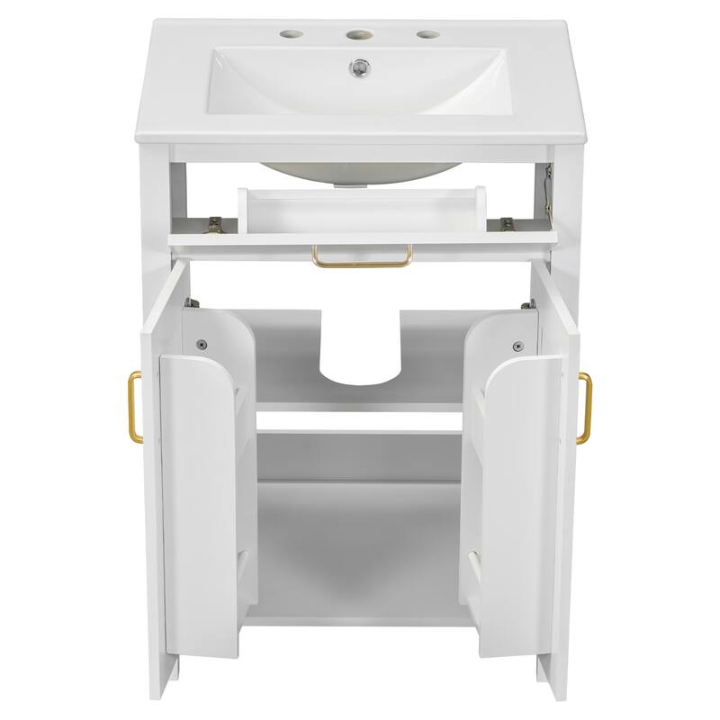 GDFStudio - Nova Wood & Ceramic Bathroom Vanity Cabinet with Single Sink