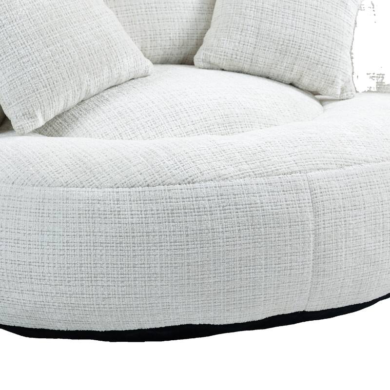 Chenille High Back Lazy Sofa with 3 Pillows and Oversized Bean Bag Chair