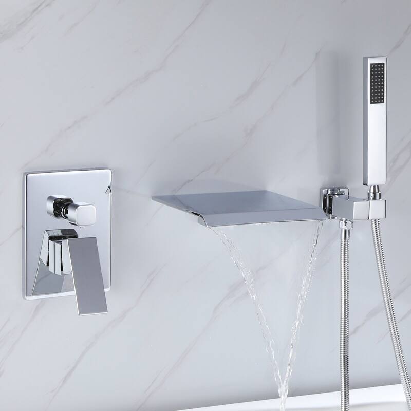 Single Handle Wall Mounted Roman Tub Faucet with Diverter and Handshower