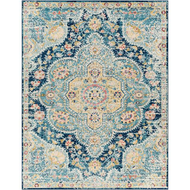 Hal Vintage Boho Traditional Pink Medallion Area Rug
