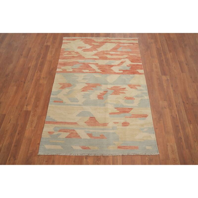 Hand Woven Oriental 100% Wool Carpet Southwestern Modern Multi-Colored Kilim Area Rug - 5' 1'' X 3' 5''