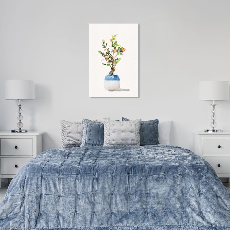 Wynwood Studio Canvas Floral and Botanical Orange Plant White and Modern & Contemporary Wall Art Canvas Print - White, Green - 36 x 24