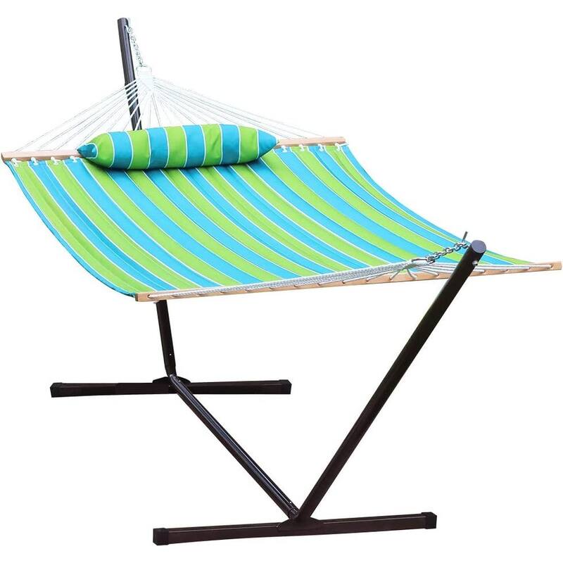 Outdoor Cotton Rope Hammock with 12FT Steel Stand