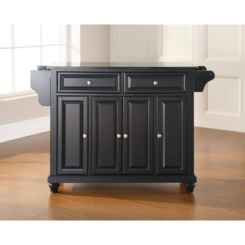 Kitchen Island Granite Top Full Size, Portable Kitchen Cart, Modern Kitchen Storage Island, White/Black