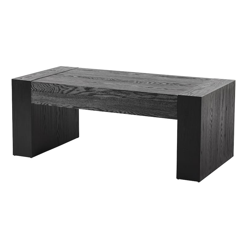COZAYH Rustic Wood Coffee Table with Chunky Block-Legs, Farmhouse Style Center Table, Lounge, Rectangular