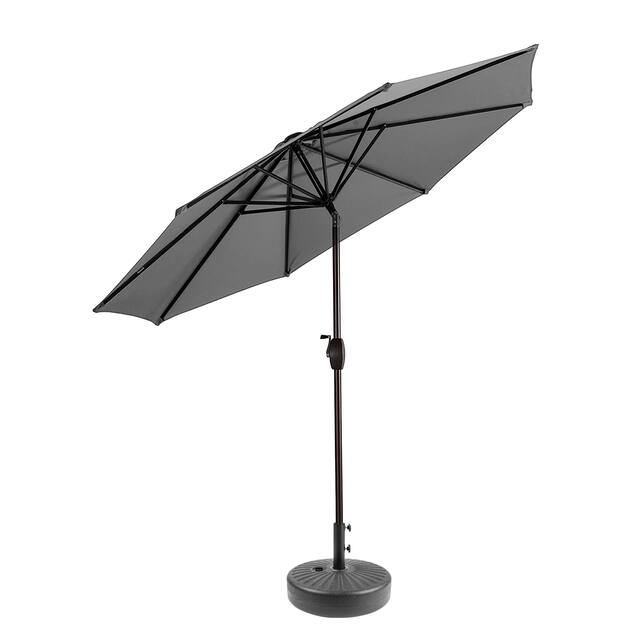 Holme 9-foot Patio Umbrella and Base Stand - Grey