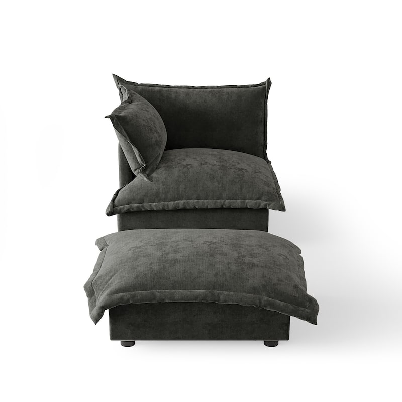 Modern Cloud Chaise Longue Accent Chair with Ottoman set