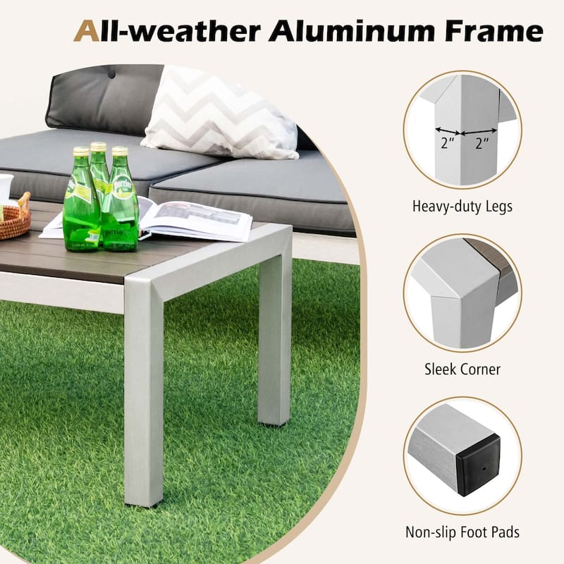 Costway Patio Aluminum Coffee Table Outdoor Rectangular Cocktail - See Details