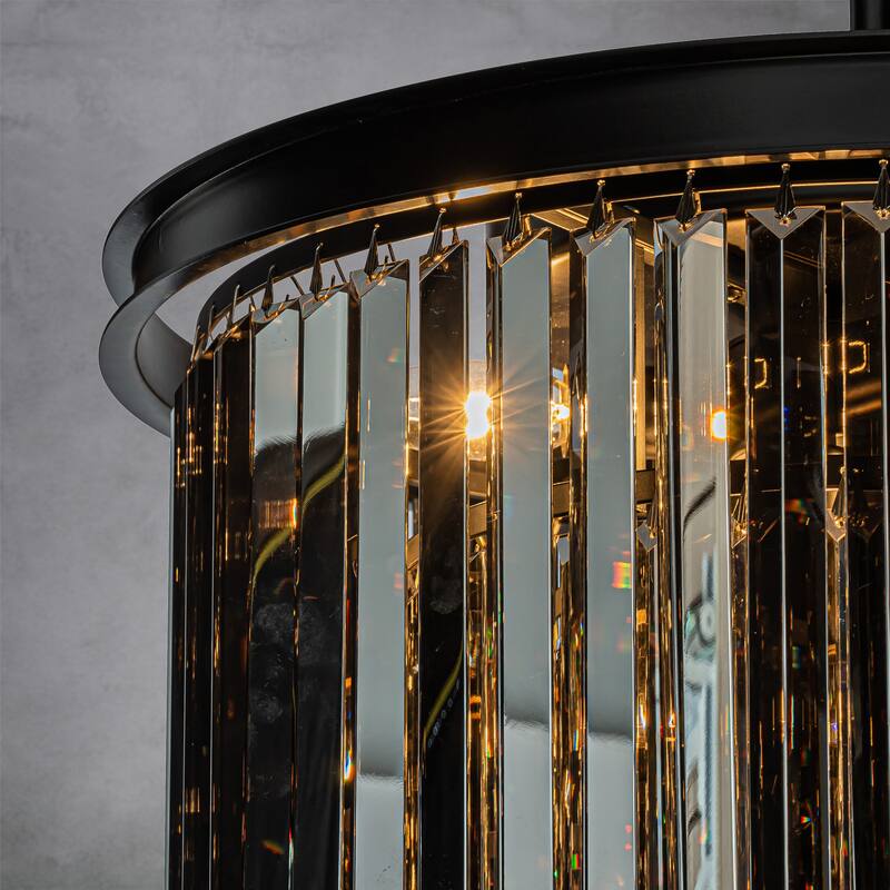 CraftHome 6-Lights Mid-Century Modern Antique Tier Round Fringe Crystal Chandelier - N/A