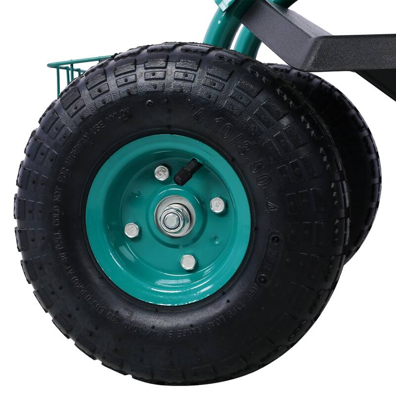 Rolling Garden Scooter Garden Cart Seat with Wheels and Tool Tray, 360 Swivel Seat